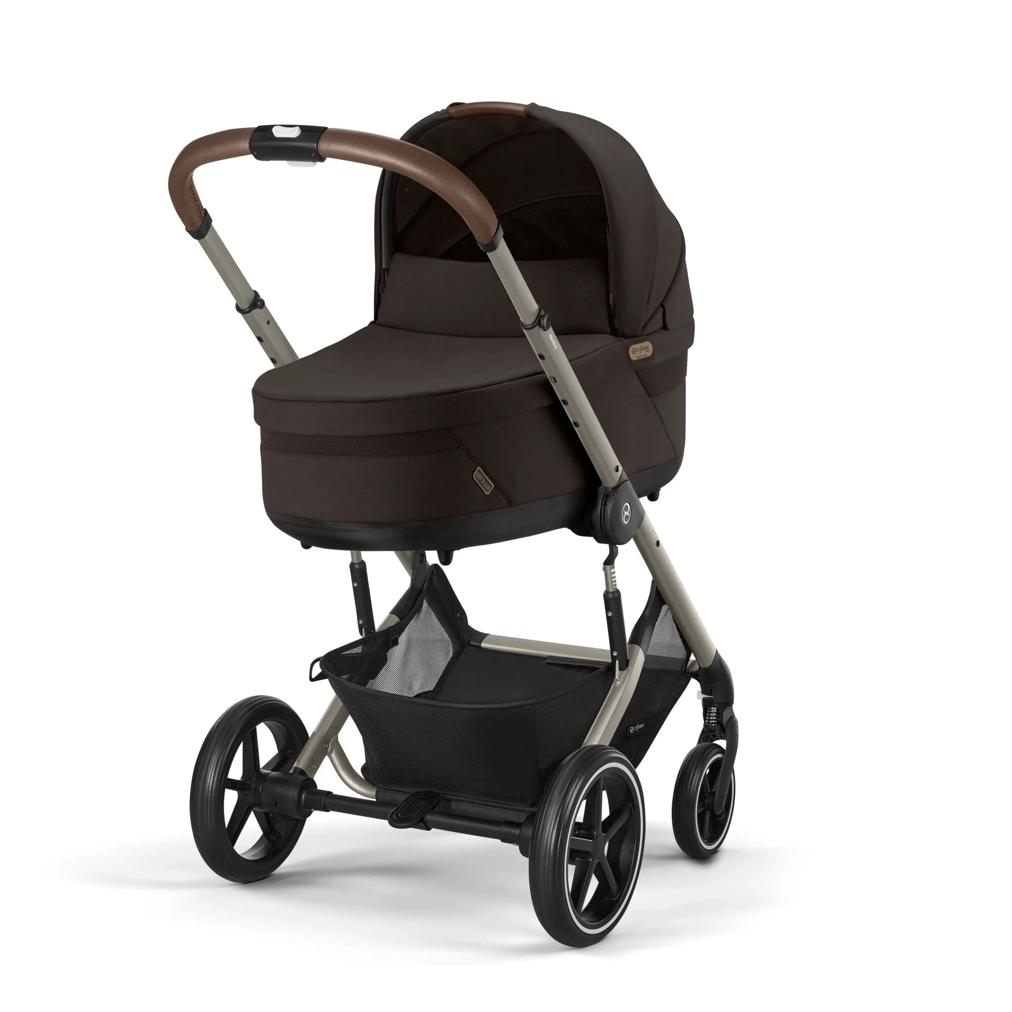 עגלת תינוק משולבת - טיולון ועריסה Balios TS5 בצבע Chocolate Brown , עם סל-קל Cloud G - Image 5