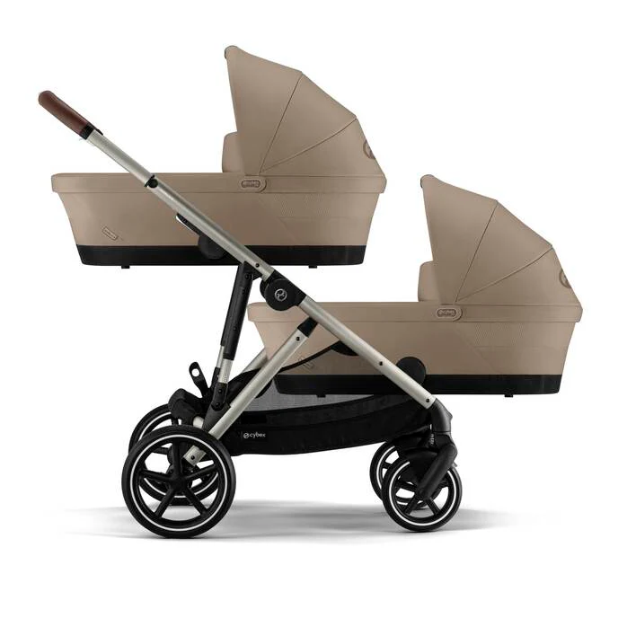 עגלת תינוק חשמלית לתאומים / אחים e-Gazelle S2 בז' Almond Beige - Image 3