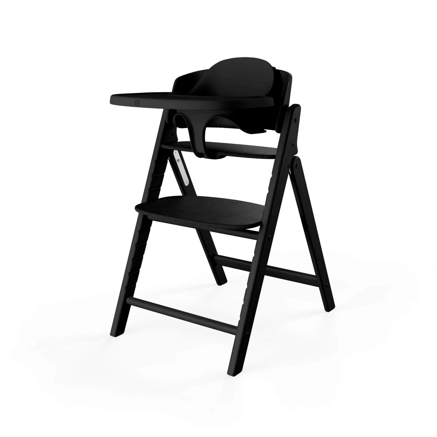 כיסא לתינוק Click & Fold 3-in-1 עם מגש, מושב תינוק ורתמת רצועות עץ טבעי בצבע שחור - Image 2
