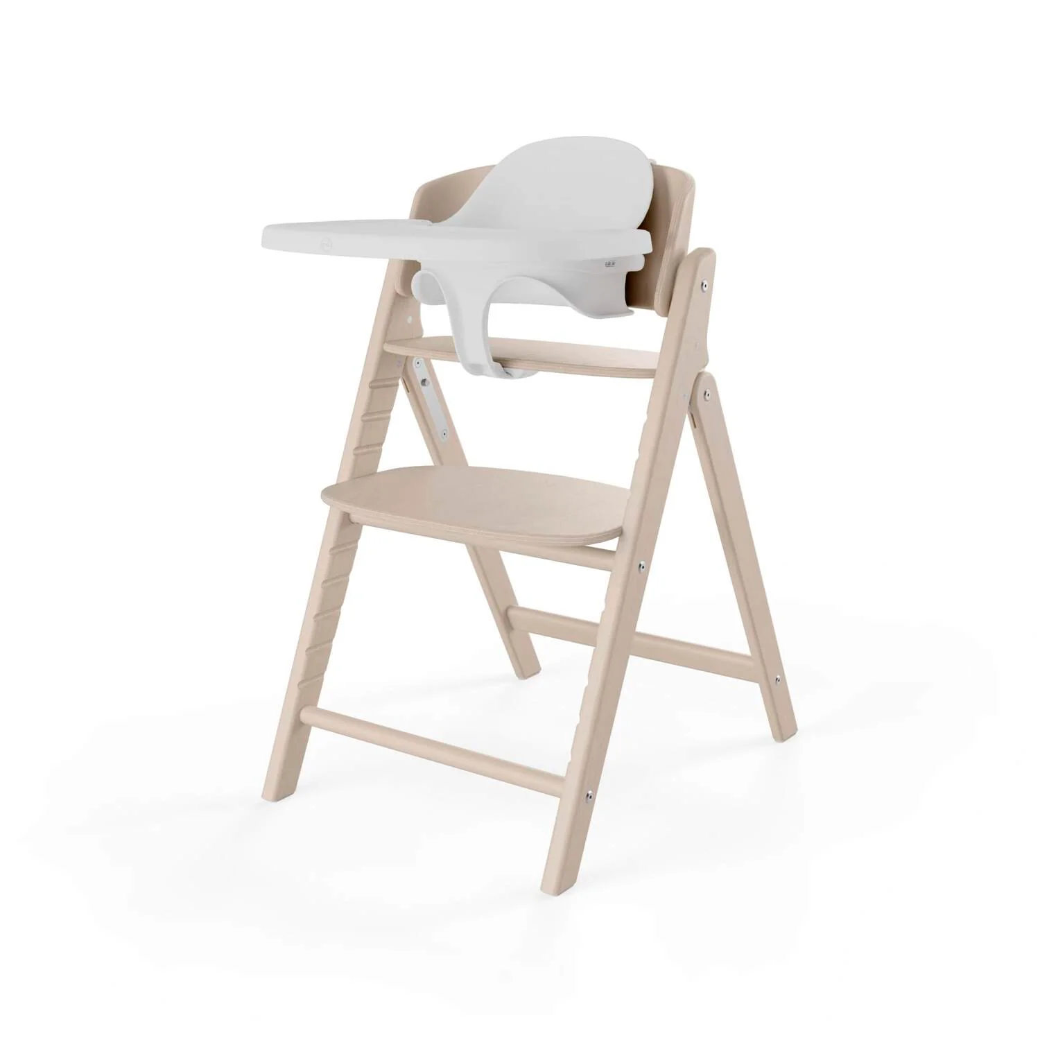 כיסא לתינוק Click & Fold 3-in-1  עם מגש, מושב תינוק ורתמת רצועות עץ טבעי בהיר - Image 2