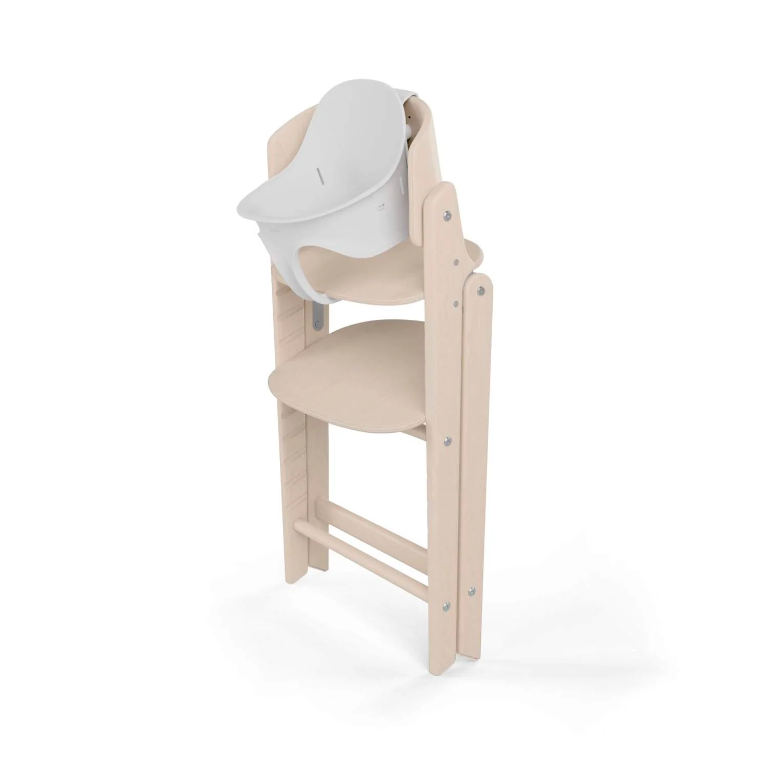 כיסא לתינוק Click & Fold 3-in-1  עם מגש, מושב תינוק ורתמת רצועות עץ טבעי בהיר - Image 6