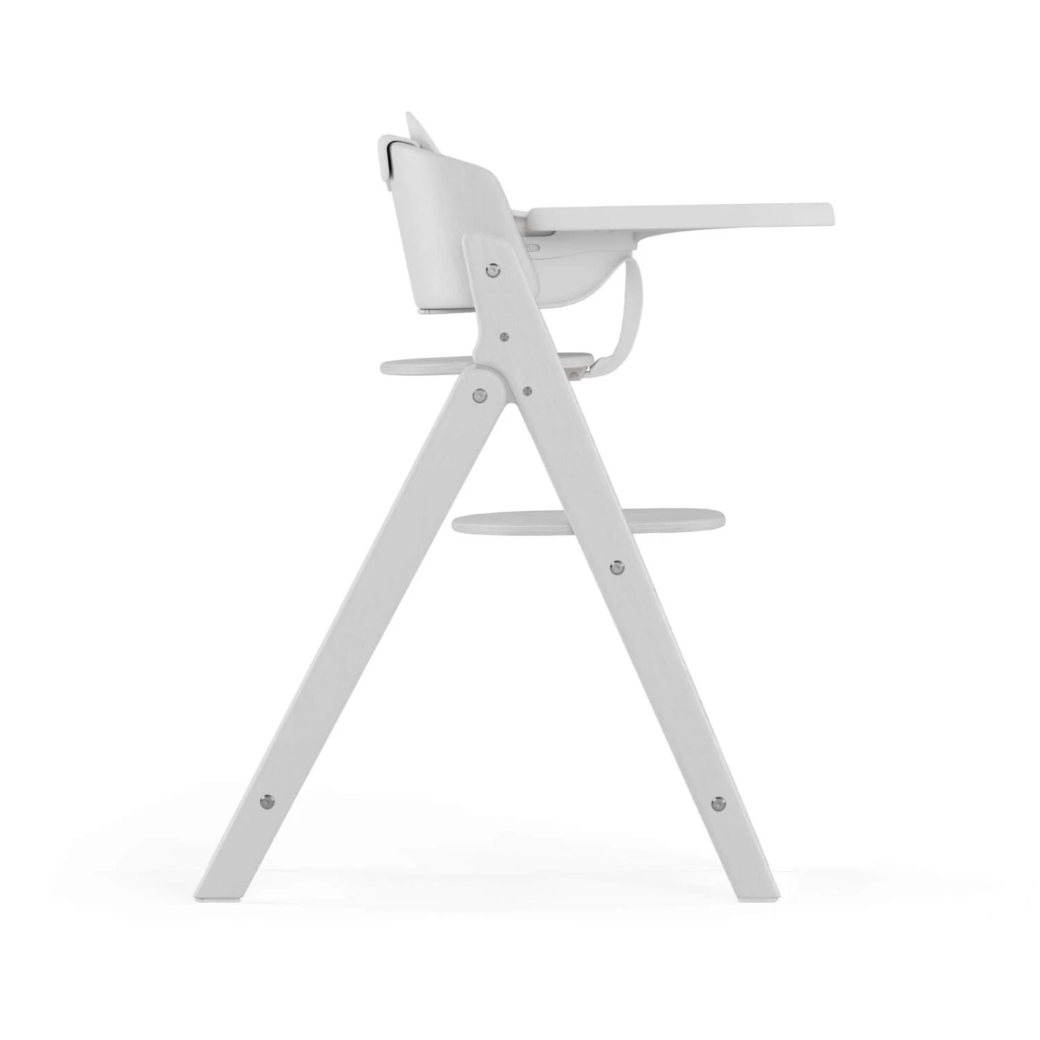 כיסא לתינוק Click & Fold 3-in-1 עם מגש, מושב תינוק ורתמת רצועות עץ טבעי בצבע לבן - Image 10