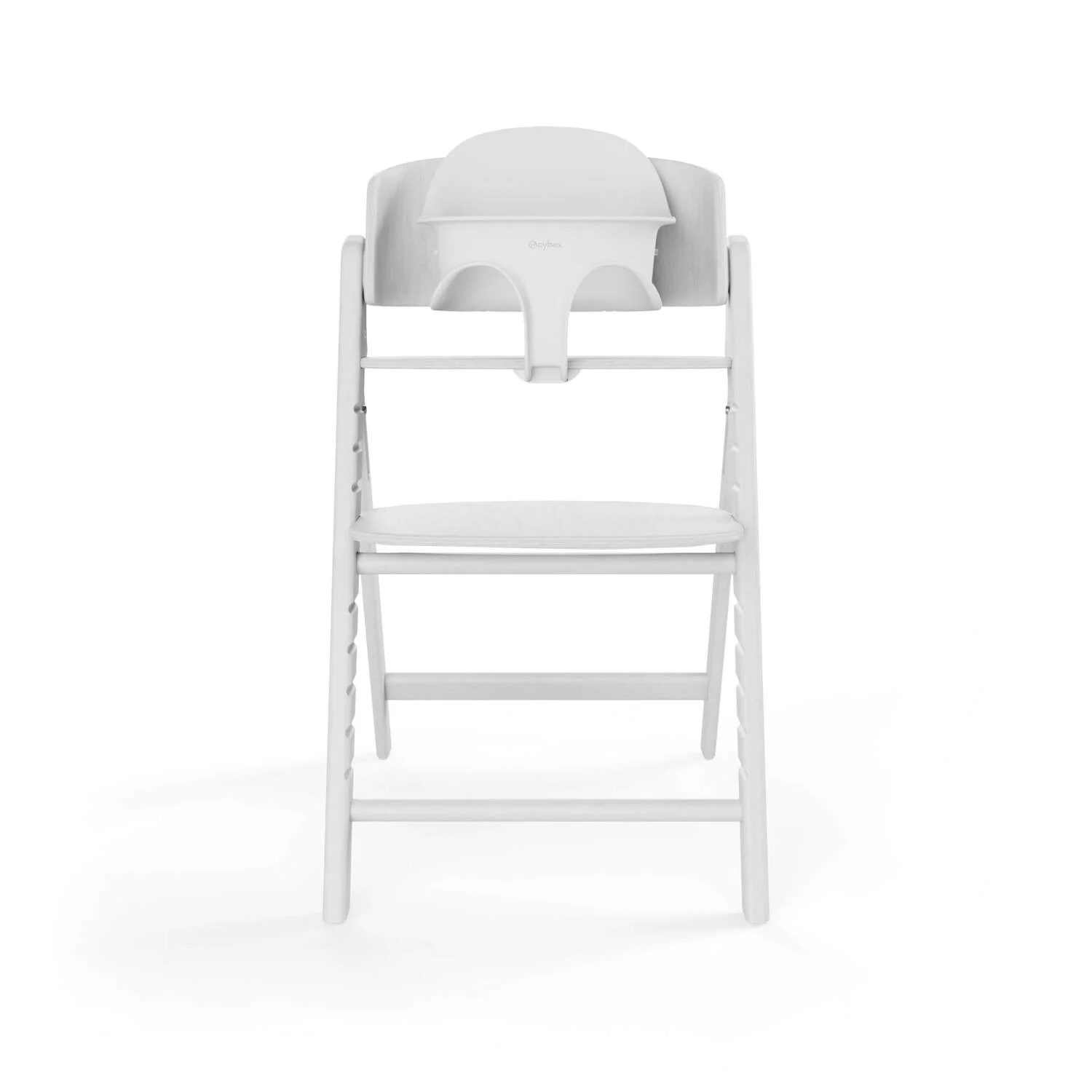 כיסא לתינוק Click & Fold 3-in-1 עם מגש, מושב תינוק ורתמת רצועות עץ טבעי בצבע לבן - Image 3