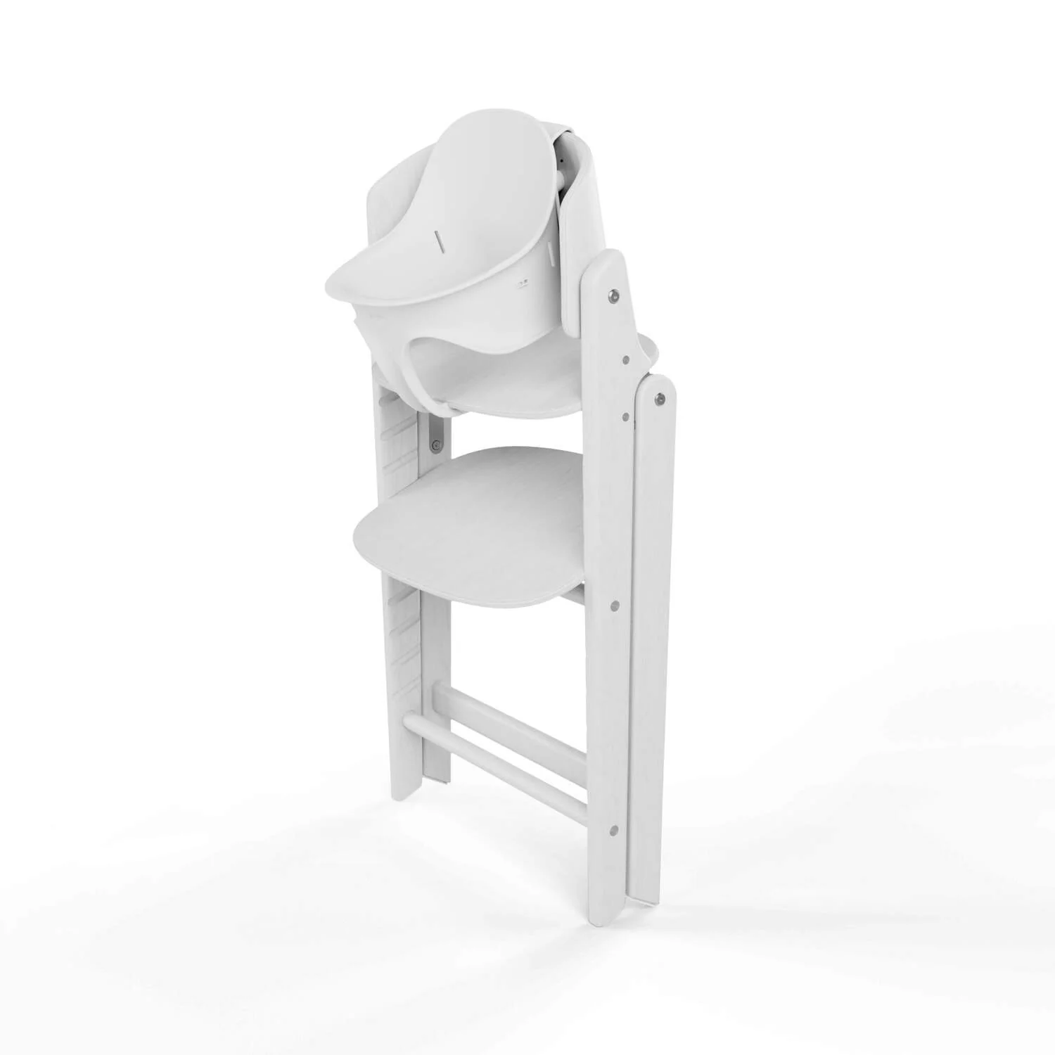 כיסא לתינוק Click & Fold 3-in-1 עם מגש, מושב תינוק ורתמת רצועות עץ טבעי בצבע לבן - Image 6