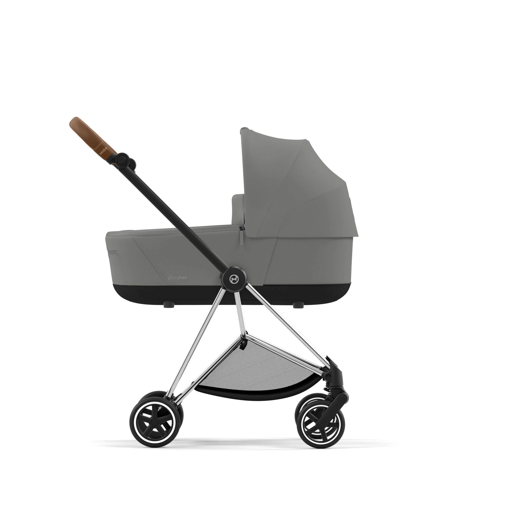 עגלת תינוק Mios 3 Mirage Grey עם שלדה כרום חום - Image 4