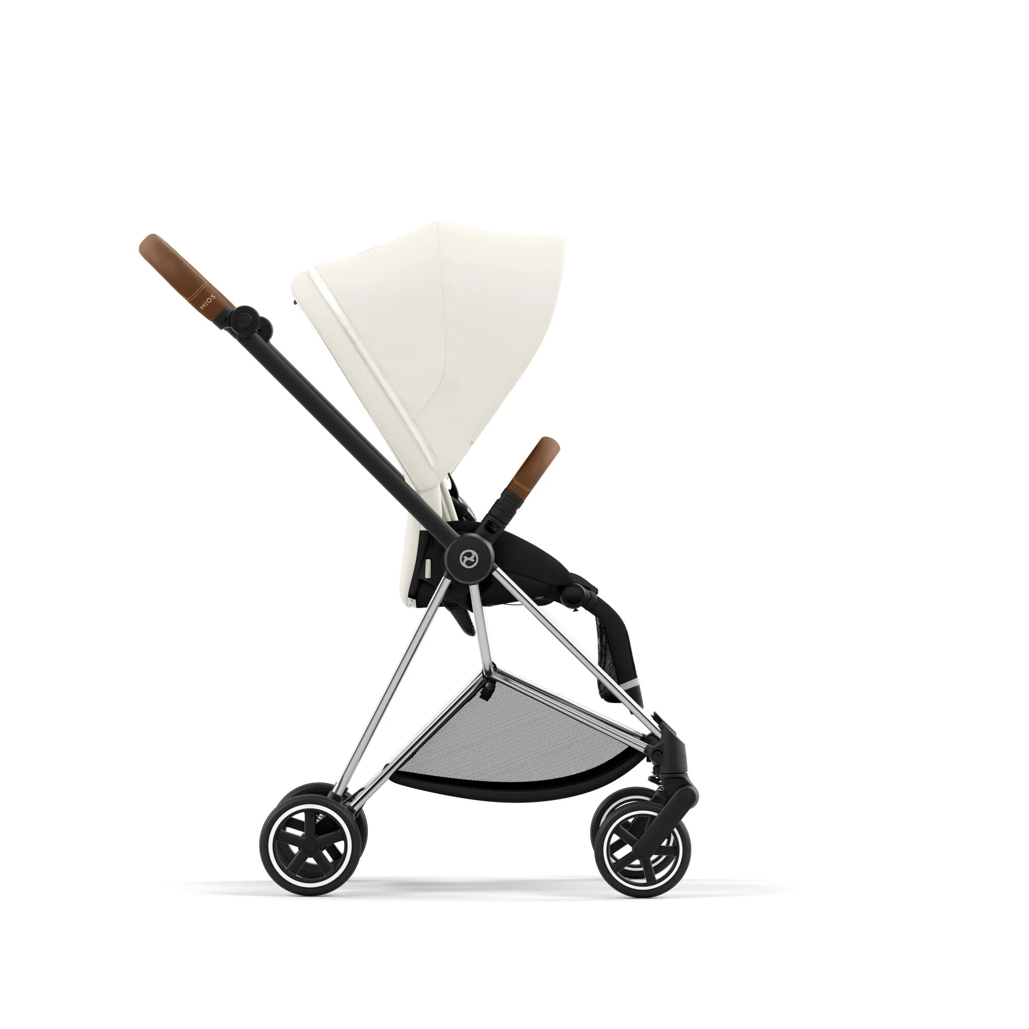 עגלת תינוק Mios 3 Off White עם שלדה כרום חום - Image 3