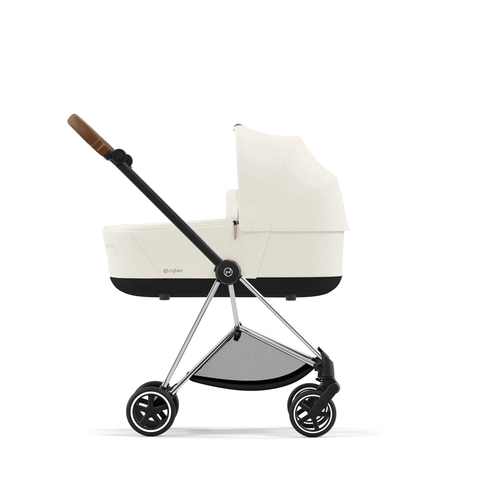 עגלת תינוק Mios 3 Off White עם שלדה כרום חום - Image 5