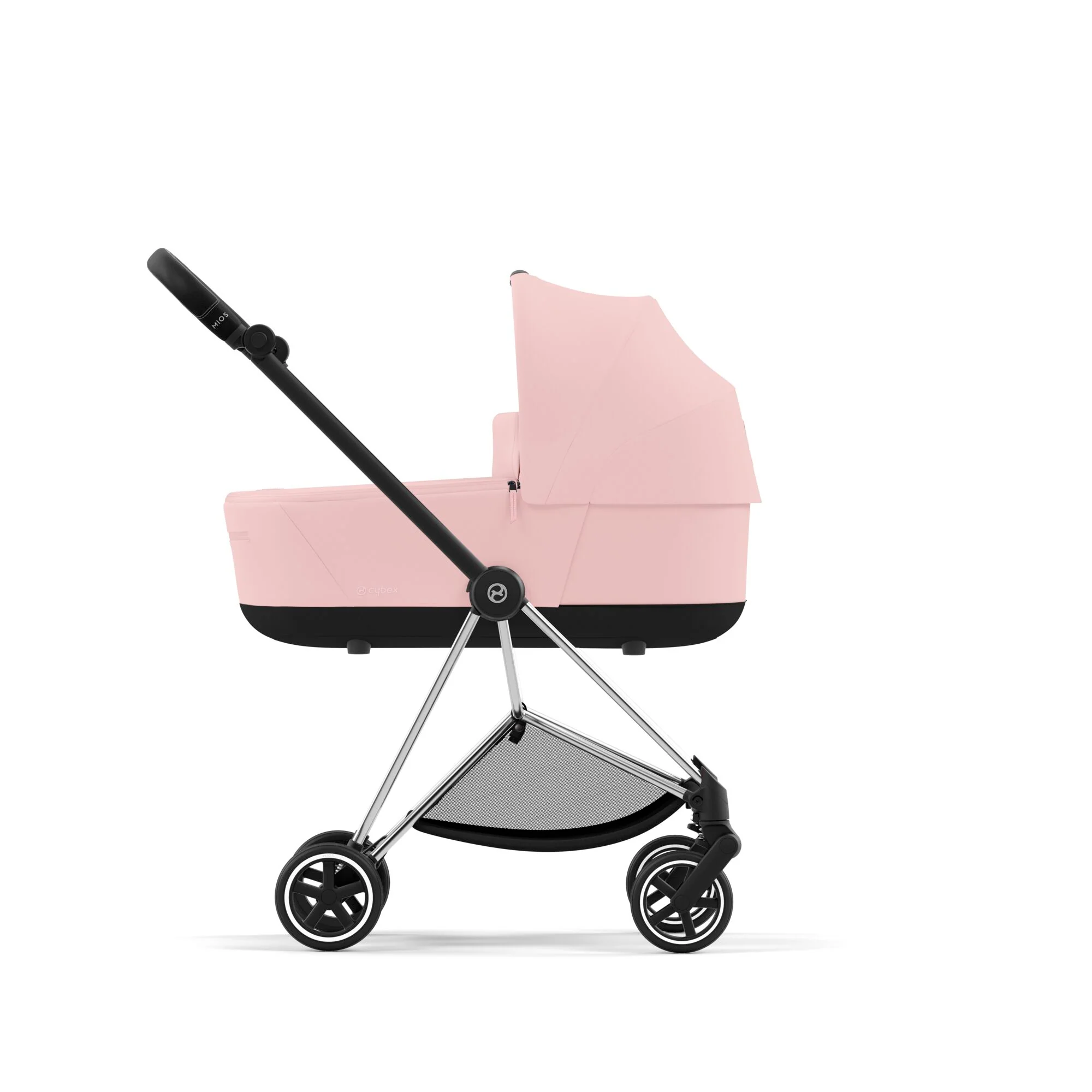 עגלת תינוק Mios 3 Peach Pink עם שלדה כרום שחור - Image 4
