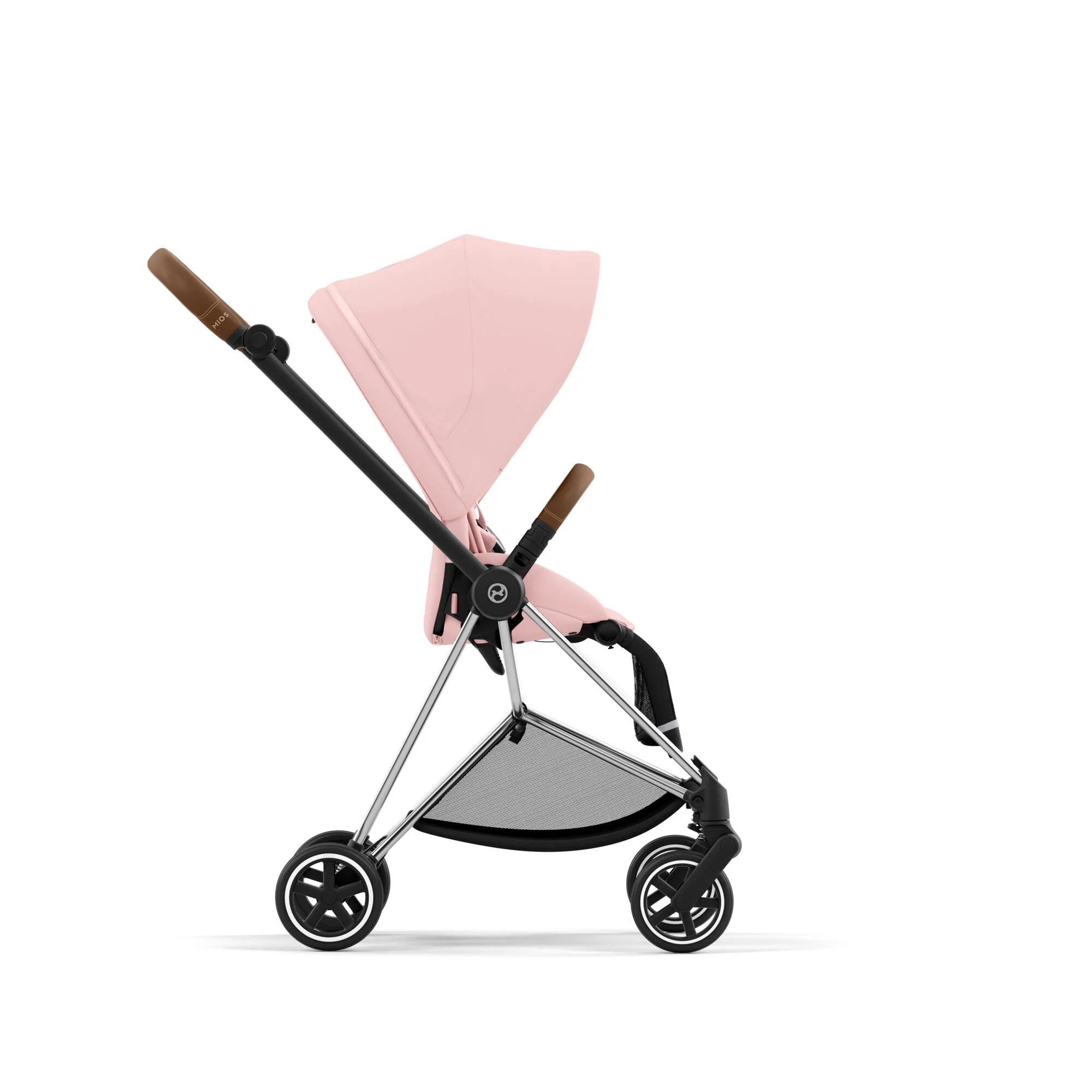 עגלת תינוק Mios 3 Peach Pink עם שלדה כרום חום - Image 3