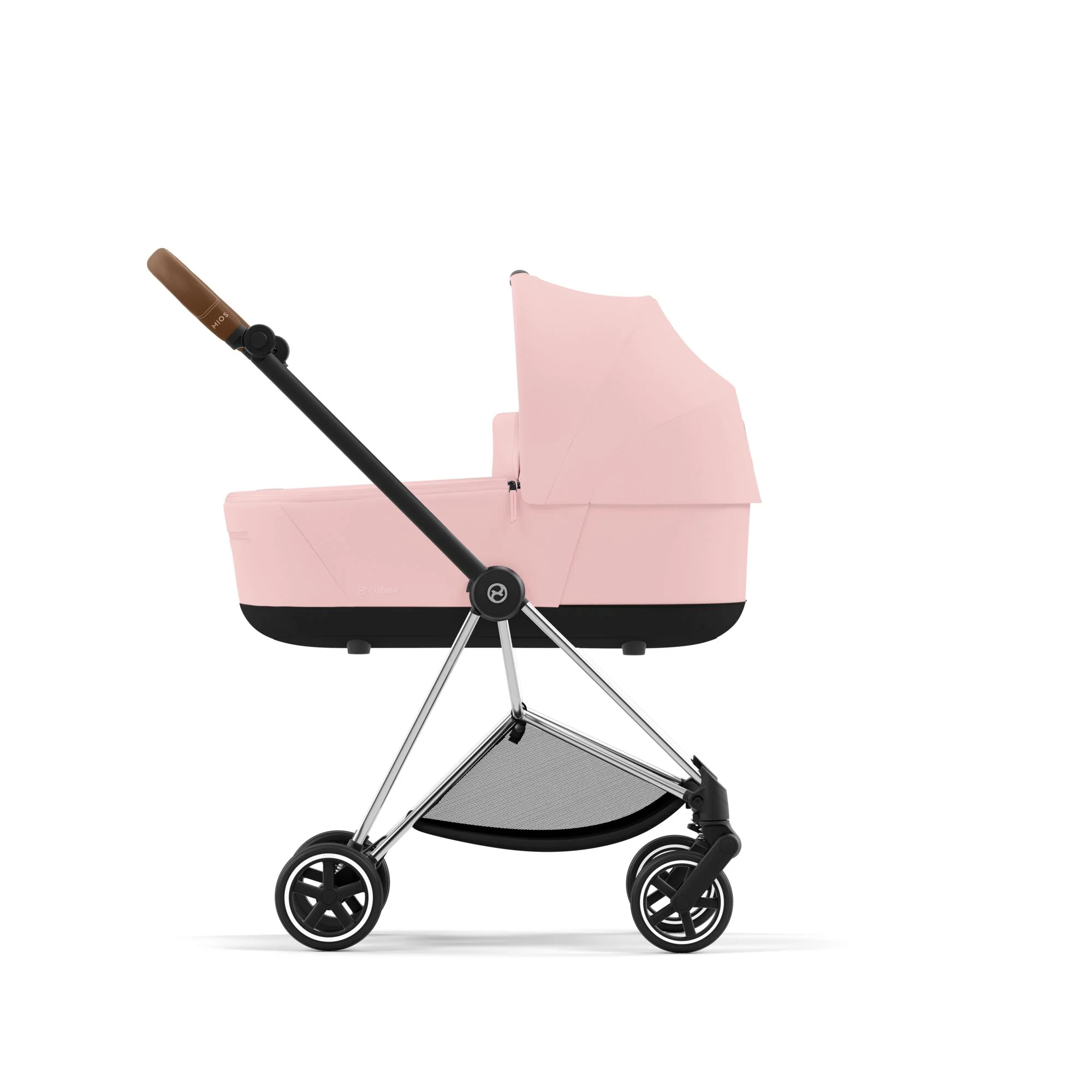 עגלת תינוק Mios 3 Peach Pink עם שלדה כרום חום - Image 5