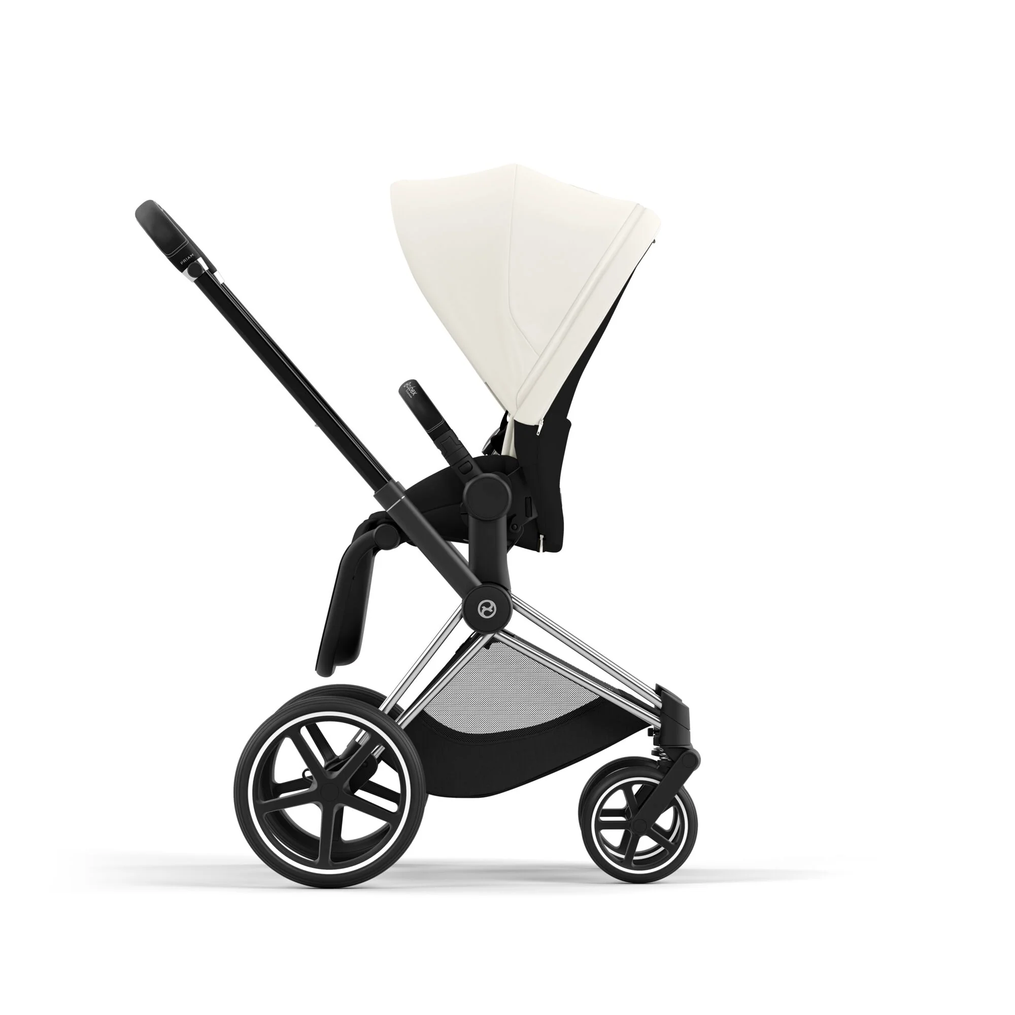 עגלת תינוק Priam 4 Off White עם שלדה כרום שחור - Image 2