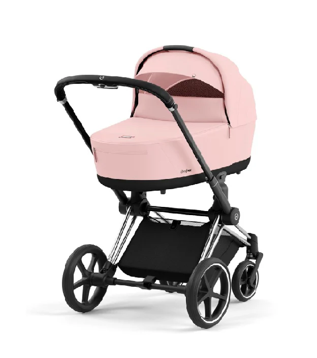 עגלת תינוק Priam 4 Peach Pink עם שלדה כרום שחור - Image 3