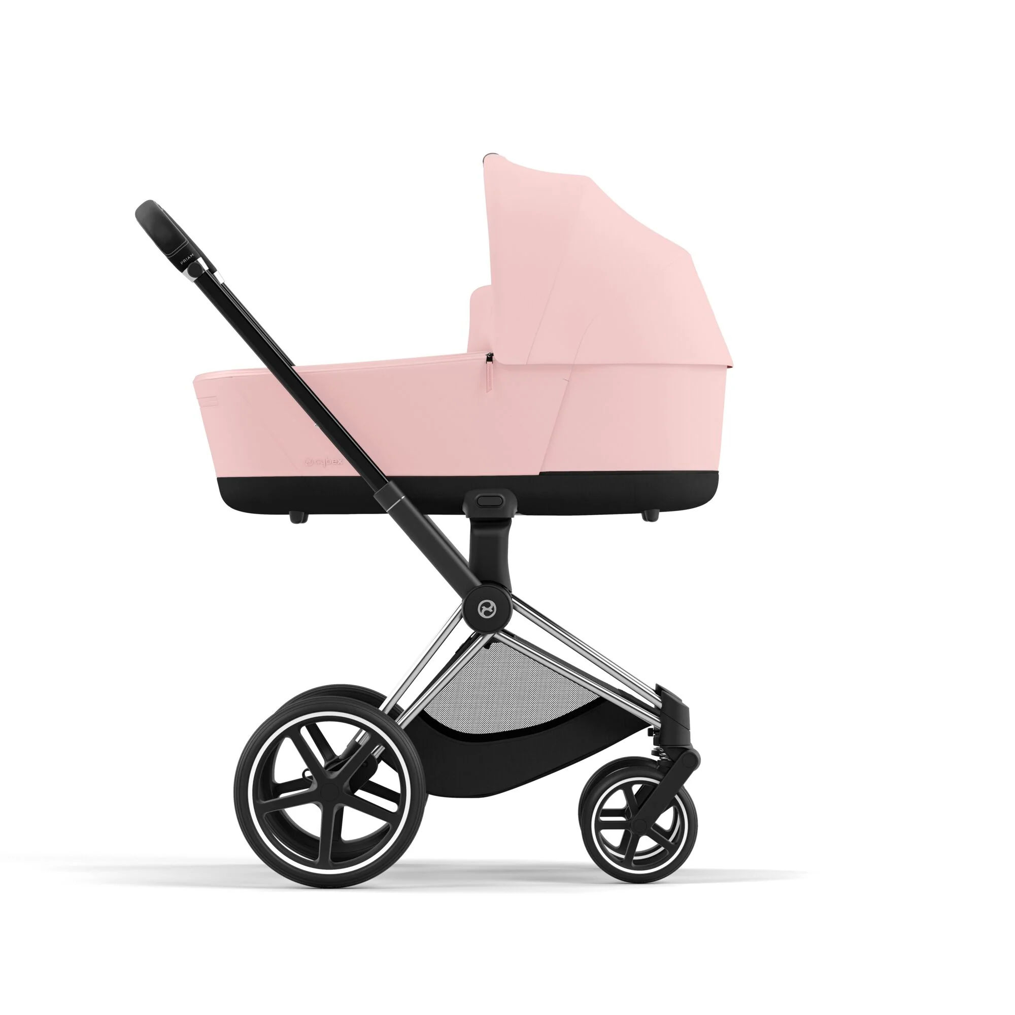 עגלת תינוק Priam 4 Peach Pink עם שלדה כרום שחור - Image 4