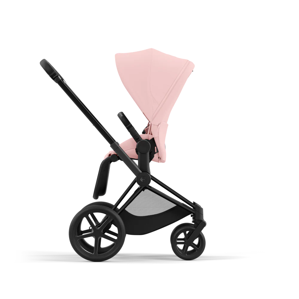 עגלת תינוק Priam 4 Peach Pink עם שלדה שחור מט - Image 2